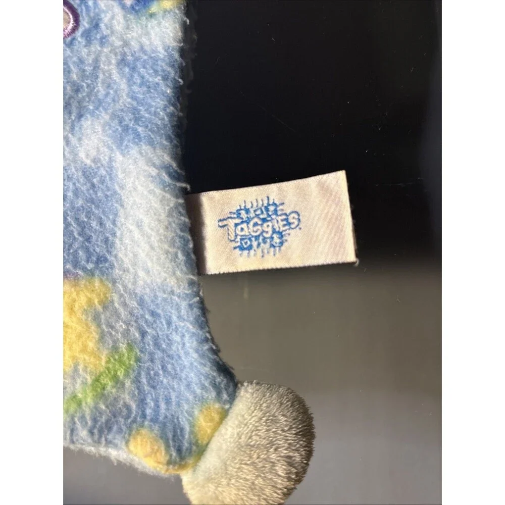 Vintage Mary Meyer Taggies Puppy Dog Fleece Lovey Blanket 8” Blue Green